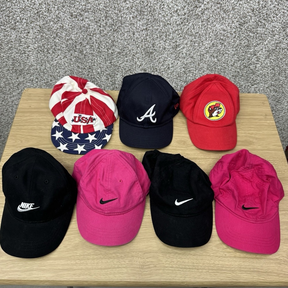 Nike Infant Hat Lot Of 7 Strap Back Black Pink Toddler Kids Youth Atlanta Braves
